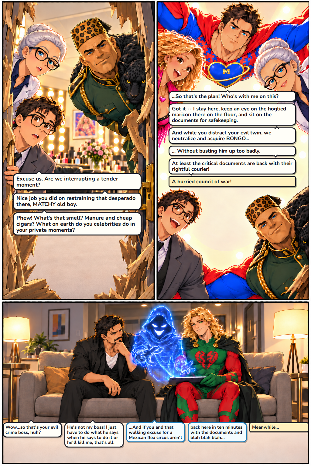 Illustrated comic page 15 of Game, Set and Matchman.