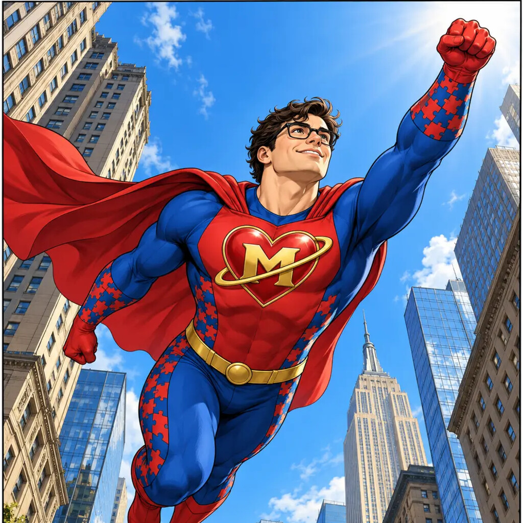 The Matchman flying over New York City